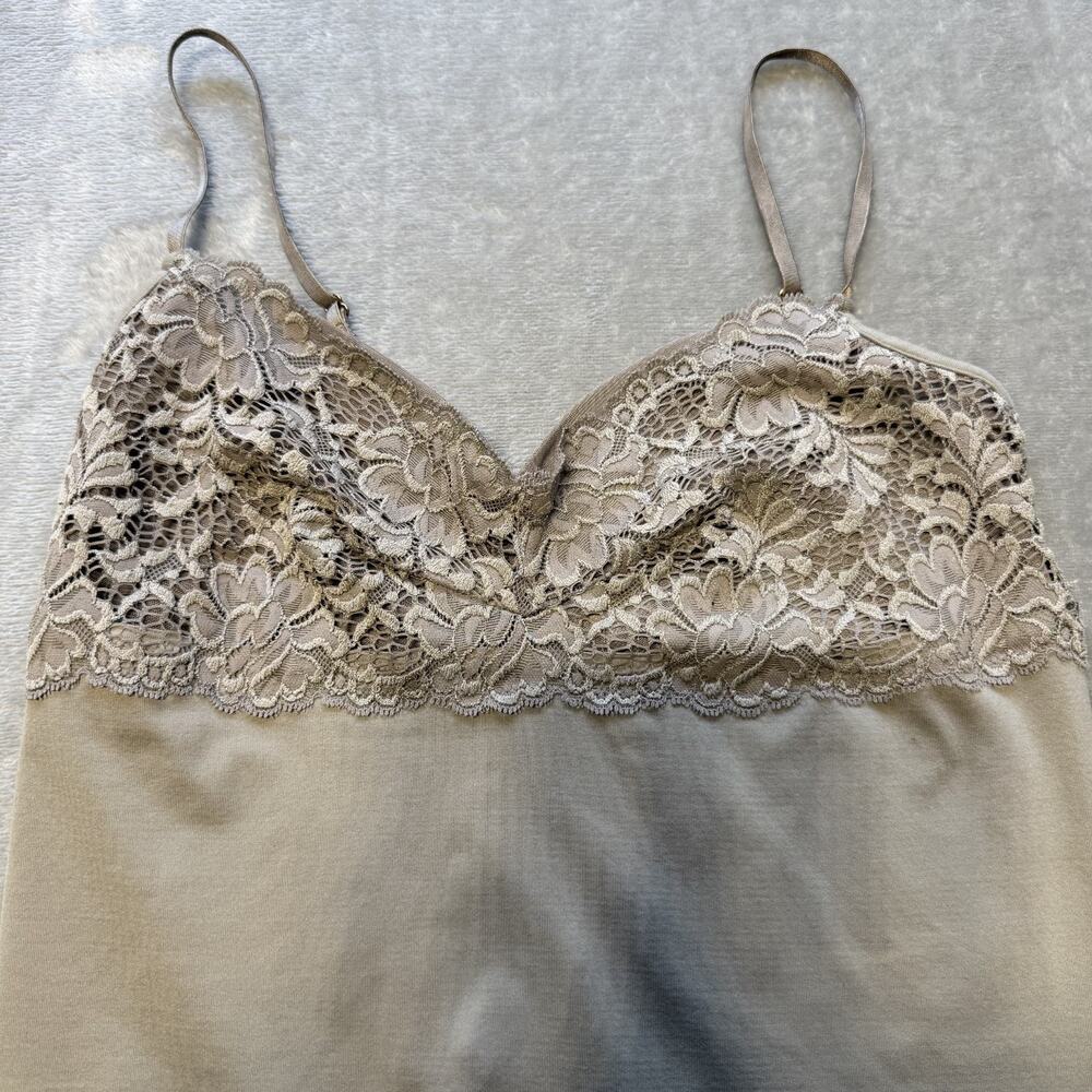 Banana Republic Beige Lace Trim Cami Tank Top Womens Medium Stretch Layering - Picture 3 of 6